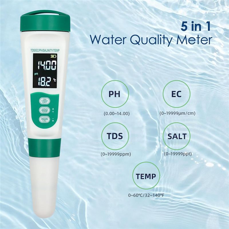 Medidor de PH Digital 5 en 1 A - Ph Meter Digital Water Tester reseña y precio