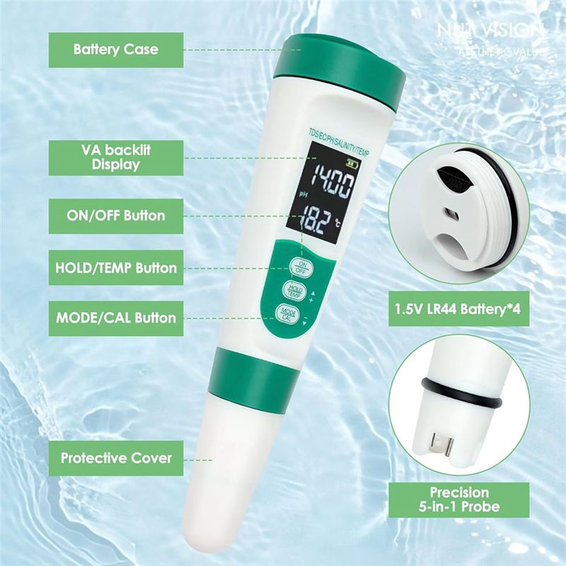 Medidor de PH Digital 5 en 1 A - Ph Meter Digital Water Tester reseña y precio